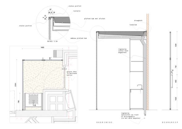 ontwerp uitbouw detail doorsnede tekening