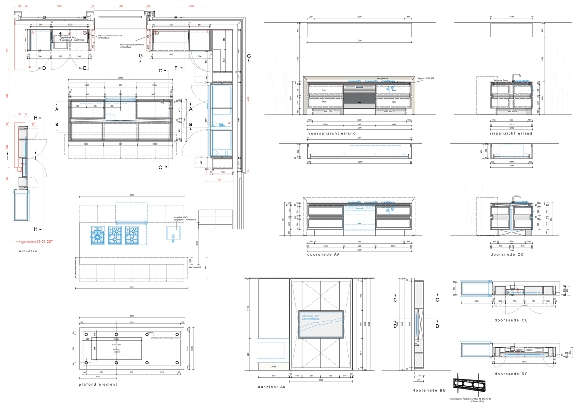 interieurontwerp werktekening keuken ontwerp